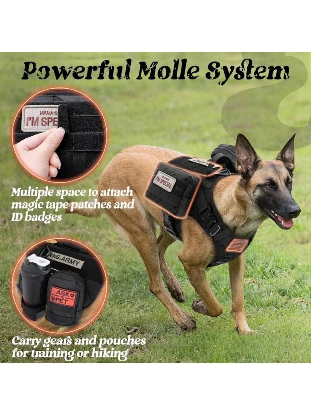 Heavy Duty Tactical Dog Harness for Large Breeds | No Pull Military Vest
